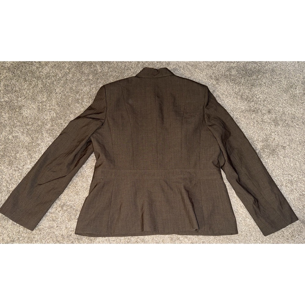 Kasper Blazer Jacket Womens Size 14 Square Buttons Brown Plaid Career Lined - Picture 5 of 5